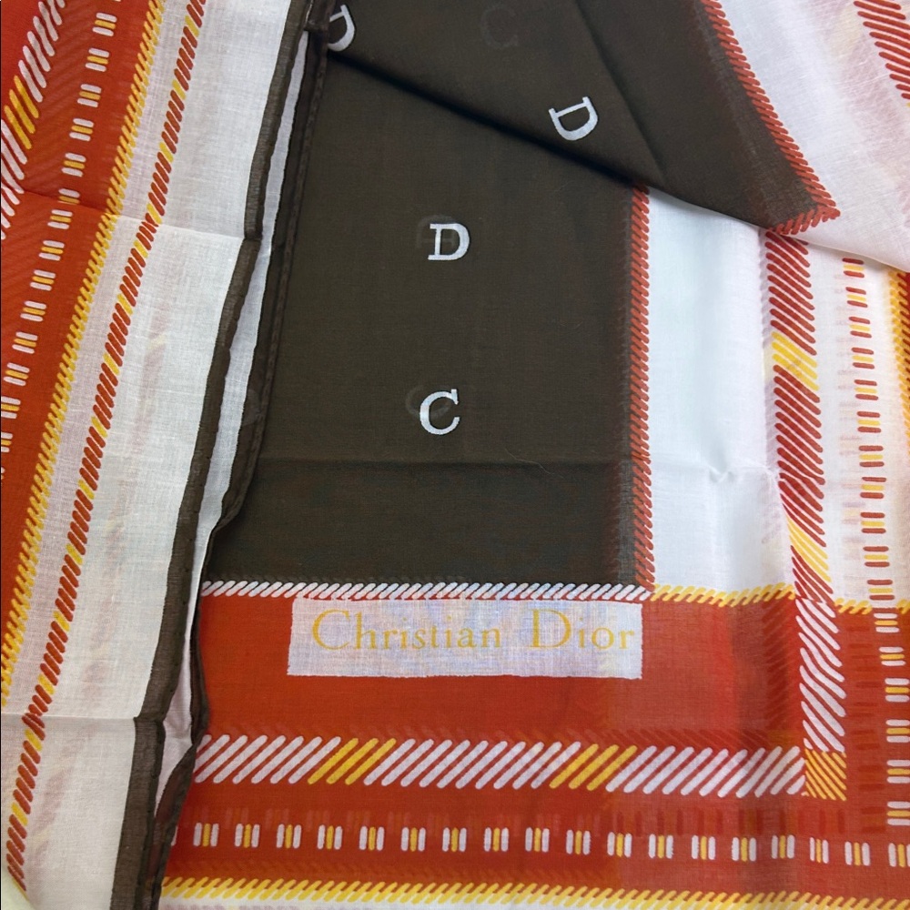 Dior Orange and Brown Patterned Scarf